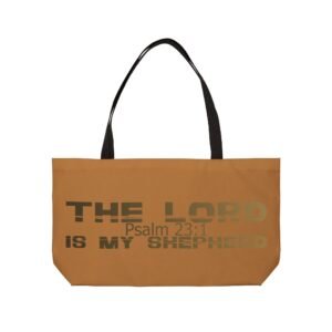 Divine inspiration: The Lord is my shepherd, Weekender Tote Bag, light purchases, light luggage, easter religious gift, light brown bag