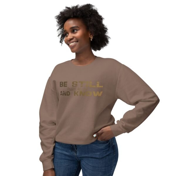 Be still and know, God's Words, Religion, God's quotes, Unisex Lightweight Crewneck Sweatshirt - Comfort Colors 1466 - Image 7