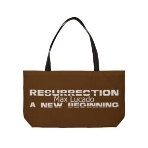 Divine inspiration: Resurrection a new beginning, Weekender Tote Bag, light purchases, light luggage, easter religious gift, brown bag