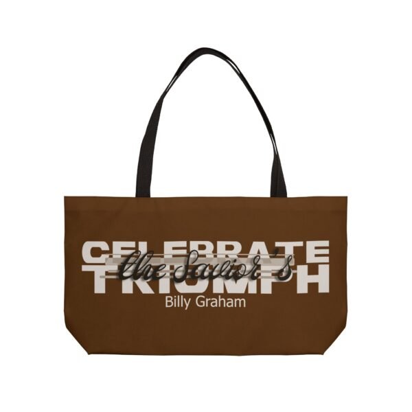 Divine inspiration: Celebrate the Savior's triumph, Weekender Tote Bag, light purchases, light luggage, easter religious gift, brown bag - Image 2