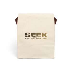 Divine inspiration: Seek and you will find, Canvas Lunch Bag With Strap, for snacks and three-course meals, your food