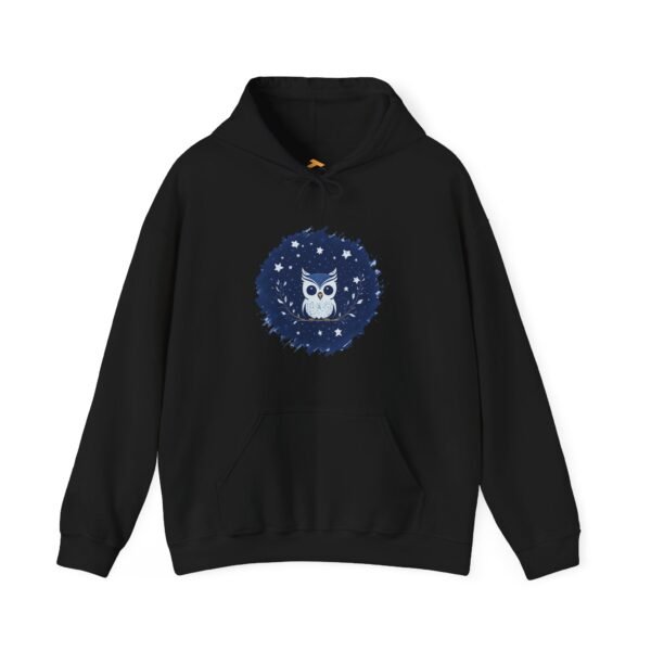 Cute Owl Urban Hoodie, Unisex Heavy Blend Sweatshirt, Cozy Hipster Jumper, Trendy Animal Hoody, Fashionable Pullover, Stylish Bird Outerwear - Image 9