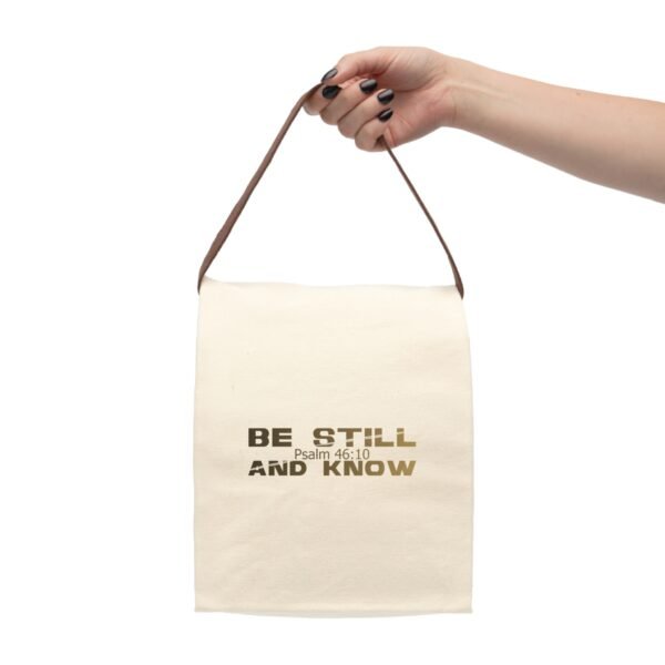 Divine inspiration: Be still and know, Canvas Lunch Bag With Strap, for snacks and three-course meals, your food - Image 4
