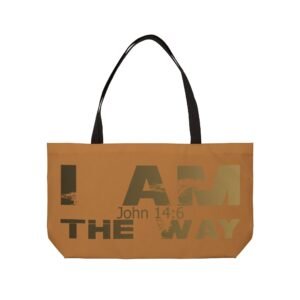 Divine inspiration: I am the way, Weekender Tote Bag, light purchases, light luggage, easter religious gift, light brown bag