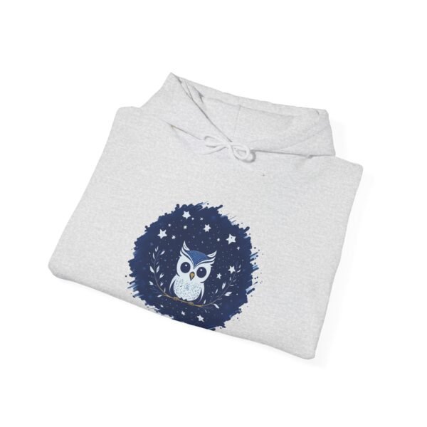 Cute Owl Urban Hoodie, Unisex Heavy Blend Sweatshirt, Cozy Hipster Jumper, Trendy Animal Hoody, Fashionable Pullover, Stylish Bird Outerwear - Image 8