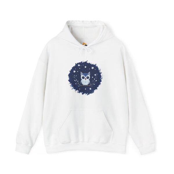 Cute Owl Urban Hoodie, Unisex Heavy Blend Sweatshirt, Cozy Hipster Jumper, Trendy Animal Hoody, Fashionable Pullover, Stylish Bird Outerwear