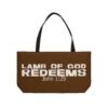 Divine inspiration: Lamb of God redeems, Weekender Tote Bag, light purchases, light luggage, easter religious gift, brown bag - Image 2
