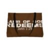 Divine inspiration: Lamb of God redeems, Weekender Tote Bag, light purchases, light luggage, easter religious gift, brown bag - Image 3