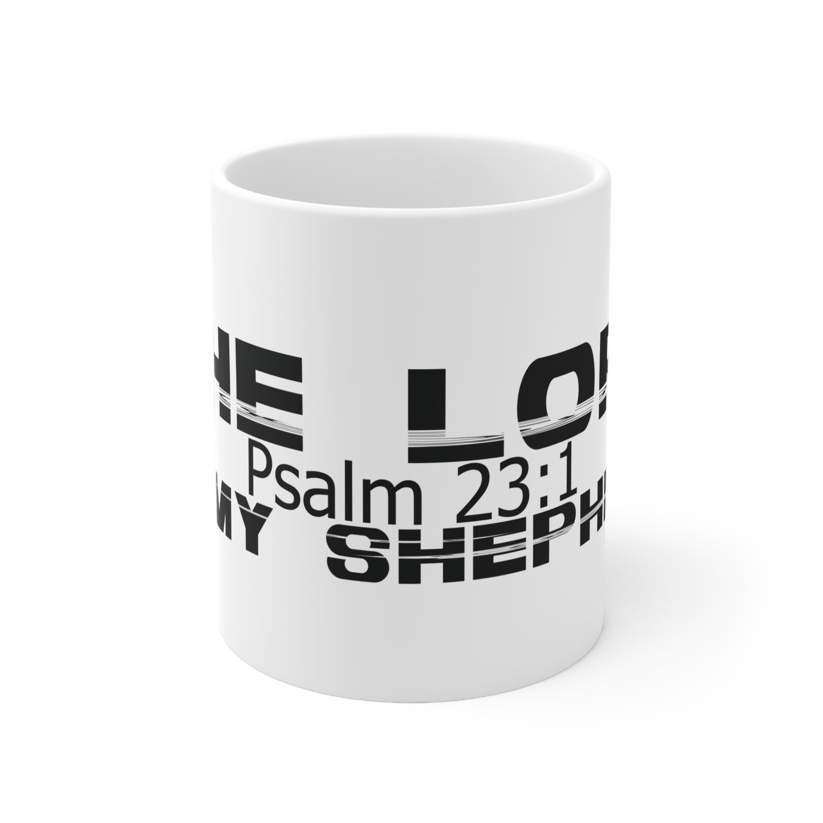 Divine inspiration: The Lord is my shepherd, White Ceramic Mug, 11oz, a good coffee, teatime for relaxing