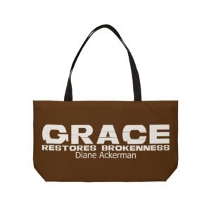 Divine inspiration: Grace restores brokenness, Weekender Tote Bag, light purchases, light luggage, easter religious gift, brown bag