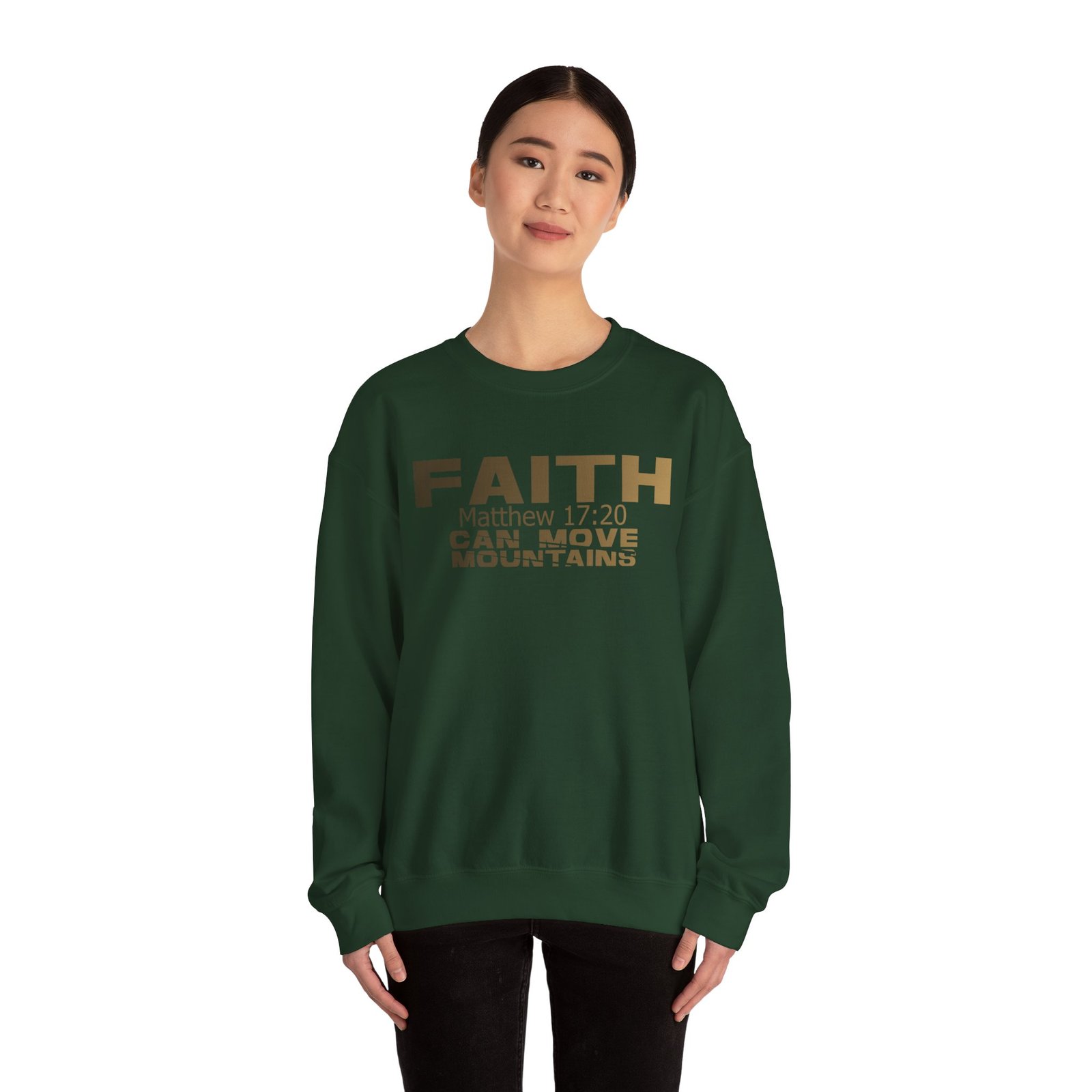 Faith can move mountains, God's Words, Religion, God's quotes, Unisex Heavy Blend™ Crewneck Sweatshirt - Gildan 18000 - Image 4