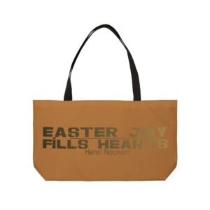 Divine inspiration: Easter joy fills hearts, Weekender Tote Bag, light purchases, light luggage, easter religious gift, light brown bag