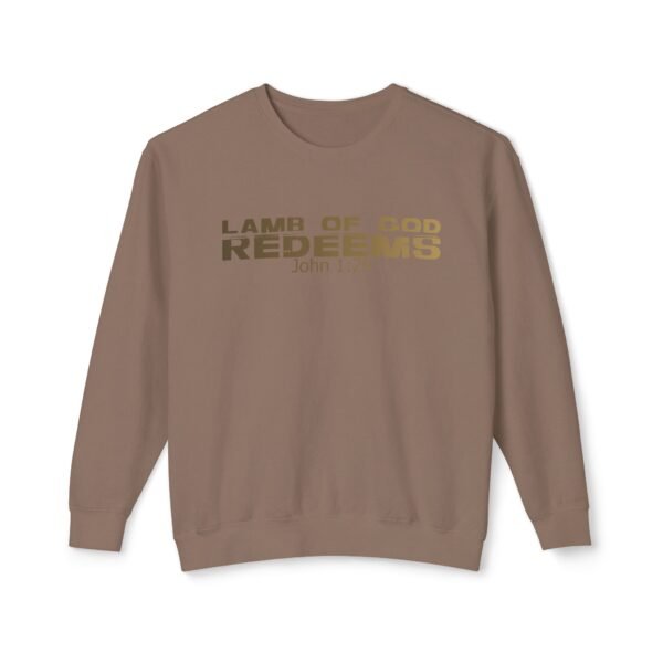 Lamb of God redeems, God's Words, Religion, God's quotes, Unisex Lightweight Crewneck Sweatshirt - Comfort Colors 1466 - Image 5