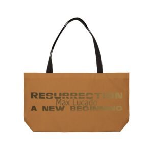 Divine inspiration: Resurrection a new beginning, Weekender Tote Bag, light purchases, light luggage, easter religious gift, light brown bag