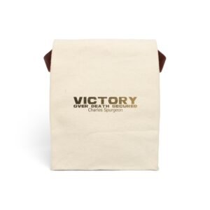Divine inspiration: Victory over death secured, Canvas Lunch Bag With Strap, for snacks and three-course meals, your food