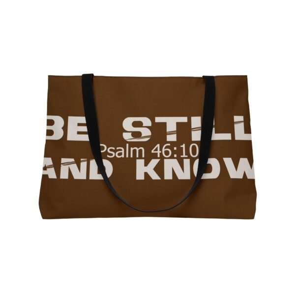 Divine inspiration: Be still and know, Weekender Tote Bag, light purchases, light luggage, easter religious gift, brown bag - Image 4