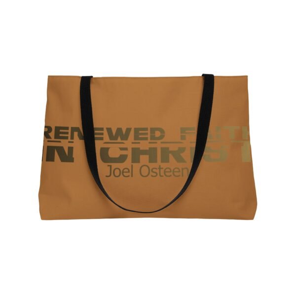 Divine inspiration: Renewed faith in Christ, Weekender Tote Bag, light purchases, light luggage, easter religious gift, light brown bag - Image 3
