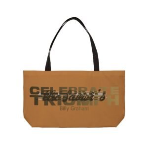 Divine inspiration: Celebrate the Savior's triumph, Weekender Tote Bag, light purchases, light luggage, easter religious gift, light brown b