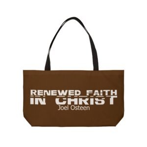 Divine inspiration: Renewed faith in Christ, Weekender Tote Bag, light purchases, light luggage, easter religious gift, brown bag