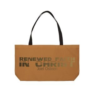 Divine inspiration: Renewed faith in Christ, Weekender Tote Bag, light purchases, light luggage, easter religious gift, light brown bag