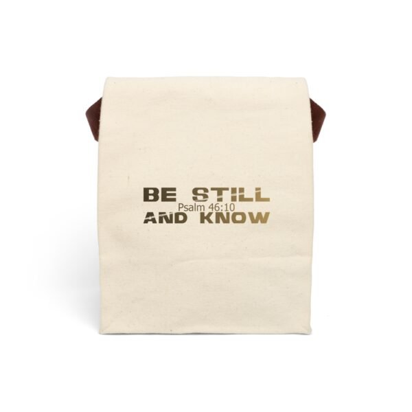 Divine inspiration: Be still and know, Canvas Lunch Bag With Strap, for snacks and three-course meals, your food