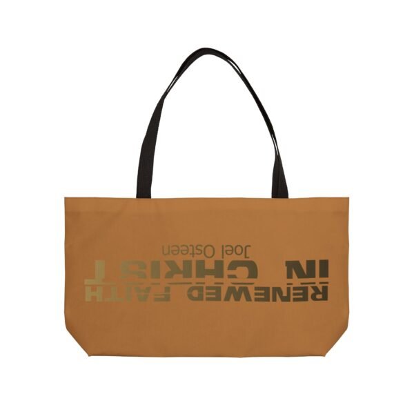 Divine inspiration: Renewed faith in Christ, Weekender Tote Bag, light purchases, light luggage, easter religious gift, light brown bag - Image 2