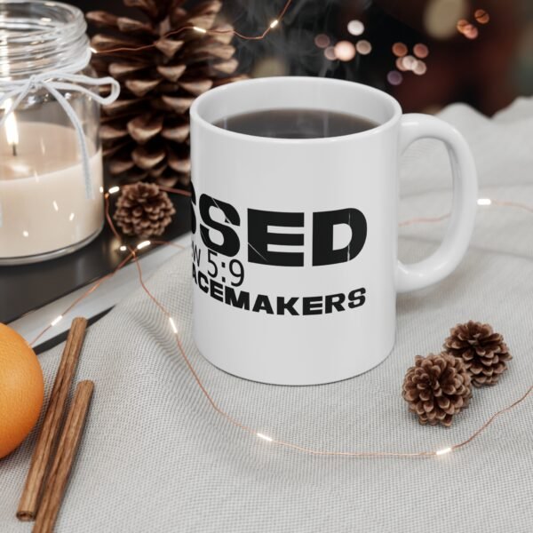 Divine inspiration: Blessed are the peacemakers, White Ceramic Mug, 11oz, a good coffee, teatime for relaxing - Image 4