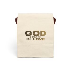 Divine inspiration: God is love, Canvas Lunch Bag With Strap, for snacks and three-course meals, your food