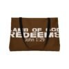 Divine inspiration: Lamb of God redeems, Weekender Tote Bag, light purchases, light luggage, easter religious gift, brown bag - Image 4