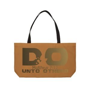 Divine Inspiration: Do unto others, Weekender Tote Bag, light purchases, light luggage, easter religious gift, light brown bag