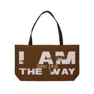 Divine inspiration: I am the way, Weekender Tote Bag, light purchases, light luggage, easter religious gift, brown bag