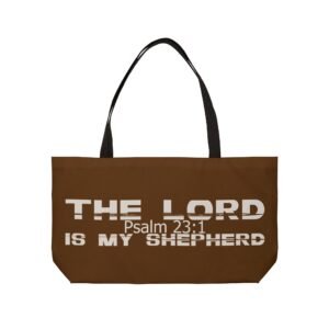 Divine inspiration: The Lord is my shepherd, Weekender Tote Bag, light purchases, light luggage, easter religious gift, brown bag