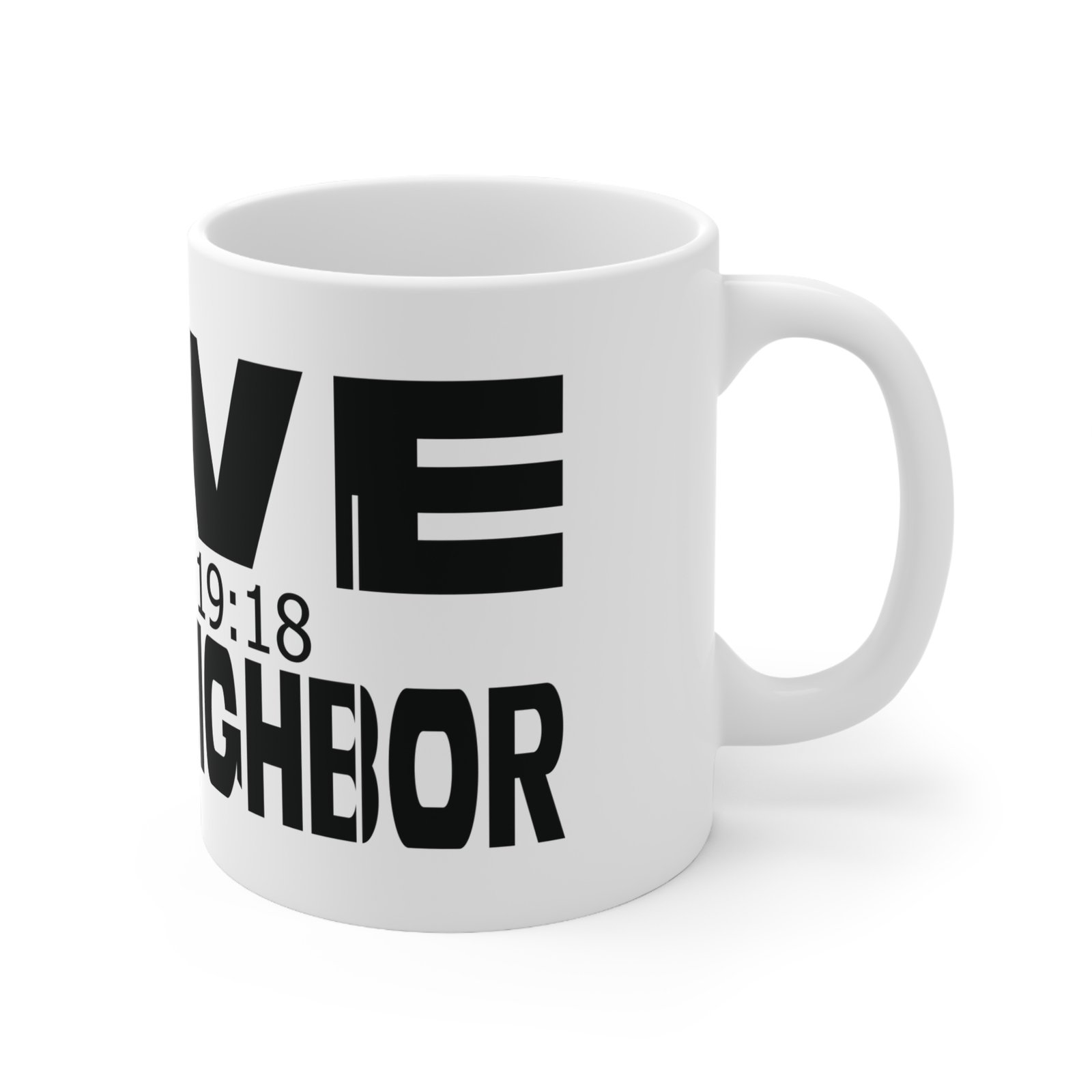 Divine inspiration: Love your neighbor, White Ceramic Mug, 11oz, a good coffee, teatime for relaxing - Image 3