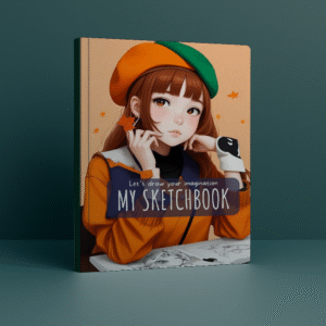 Anime girl holding pencil with orange beret – My Sketchbook cover