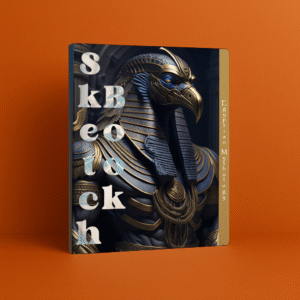 Sketchbook Egyptian Mythology – Ancient Egyptian god Horus armor design – Art sketchbook cover
